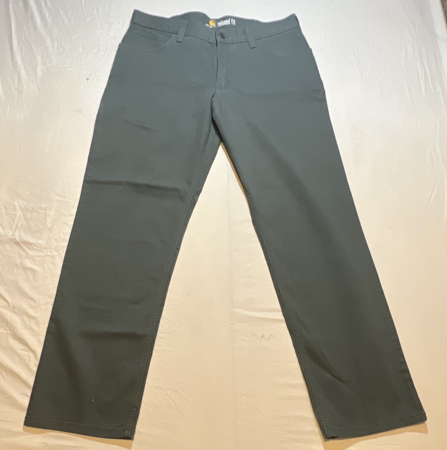 Carhartt Rugged Flex Green Stretch Canvas Work Pants Relaxed Straight 34×32