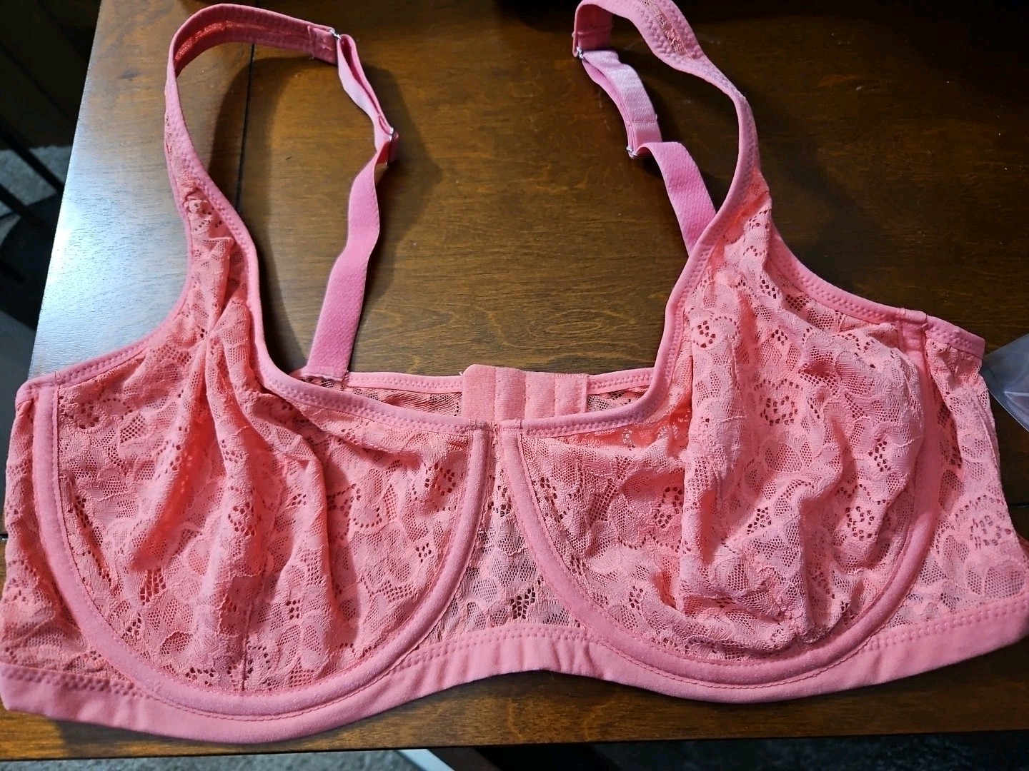 NWT Auden Sheer Unlined Lace Balconette Underwire Bra Coral Pick Your Size