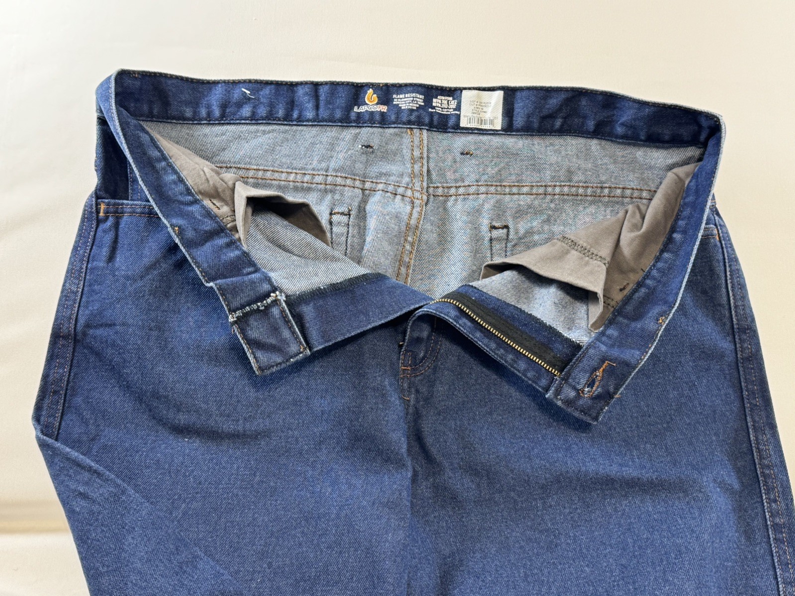 Lapco FR Flame Resistant Modern Workwear Blue Jeans Dark Wash Size 38×32, NWT