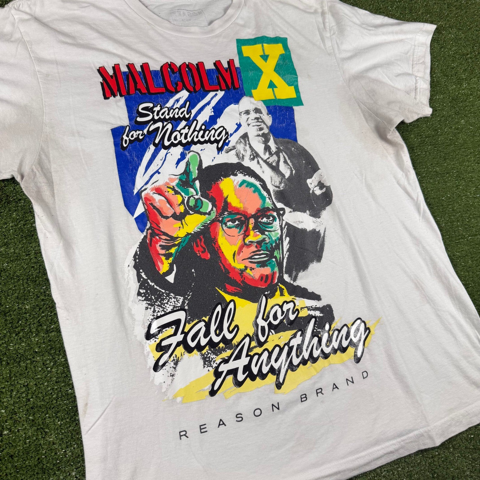Reason Brand Malcolm X Stand For Nothing Fall For Anything Graphic T-Shirt White