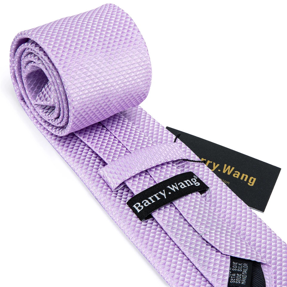 Silk Jacquard Tie Set Floral Violet Necktie Hanky Cufflinks Wedding Men’s Ties