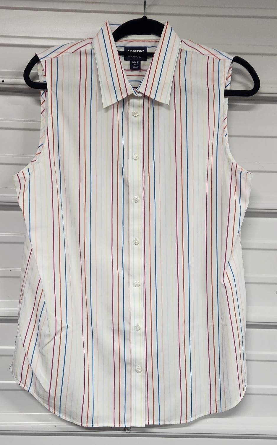Lands End Womens Striped Sleeveless Blouse, S-T, M-T, L-T, XL-T NEW, SHIPS FREE