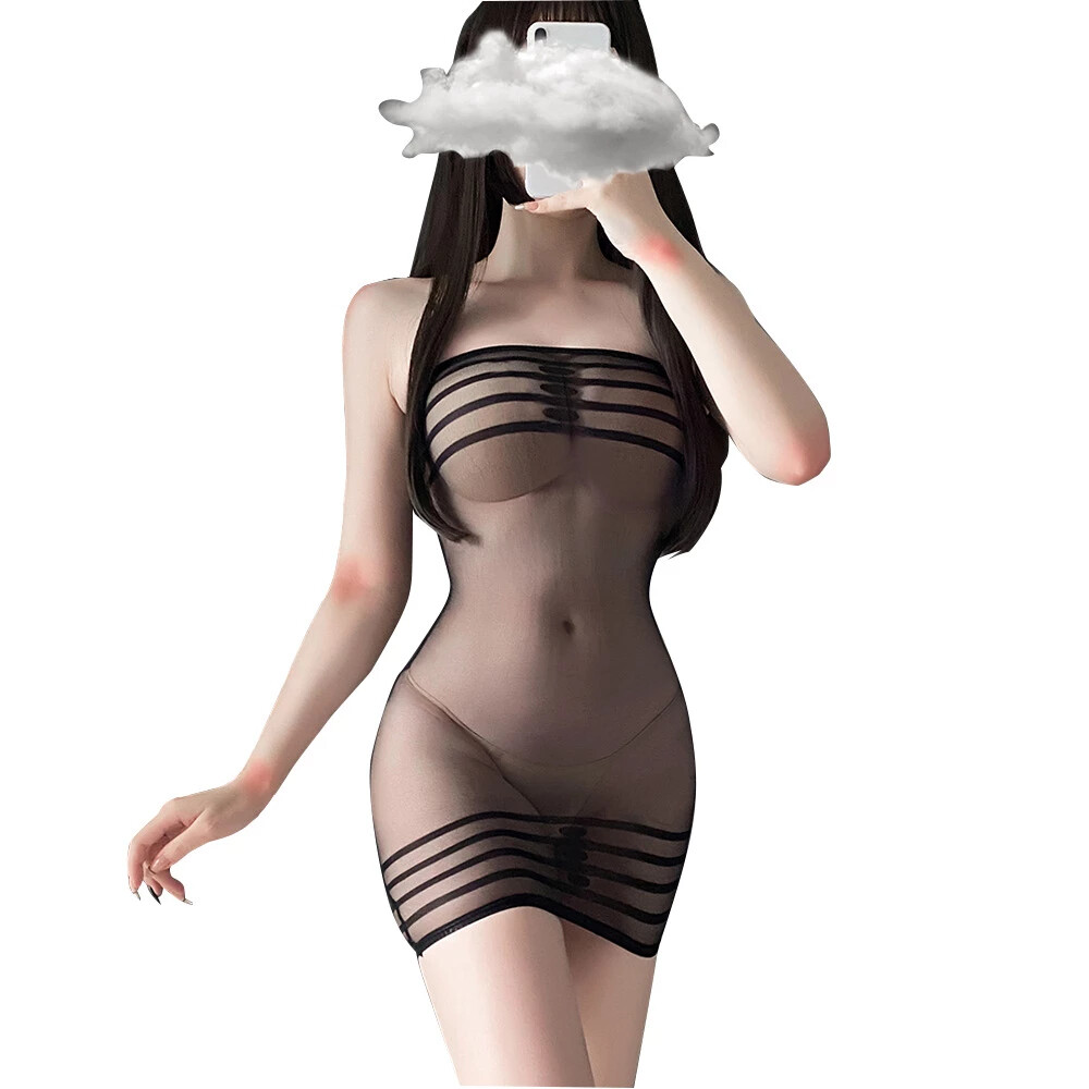 Sexy Women’s Sleeveless Fishnet Bodycon Mini Dress Babydoll See Through Clubwear