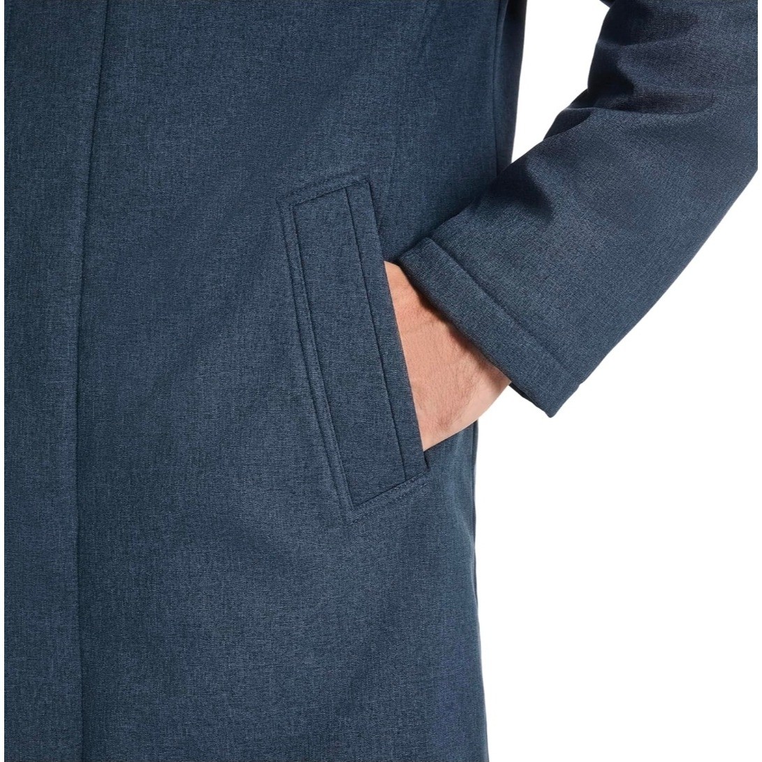 Van Heusen Mens Flex Stand Collar Overcoat Blue Stretch Fabric All Weather Sz S
