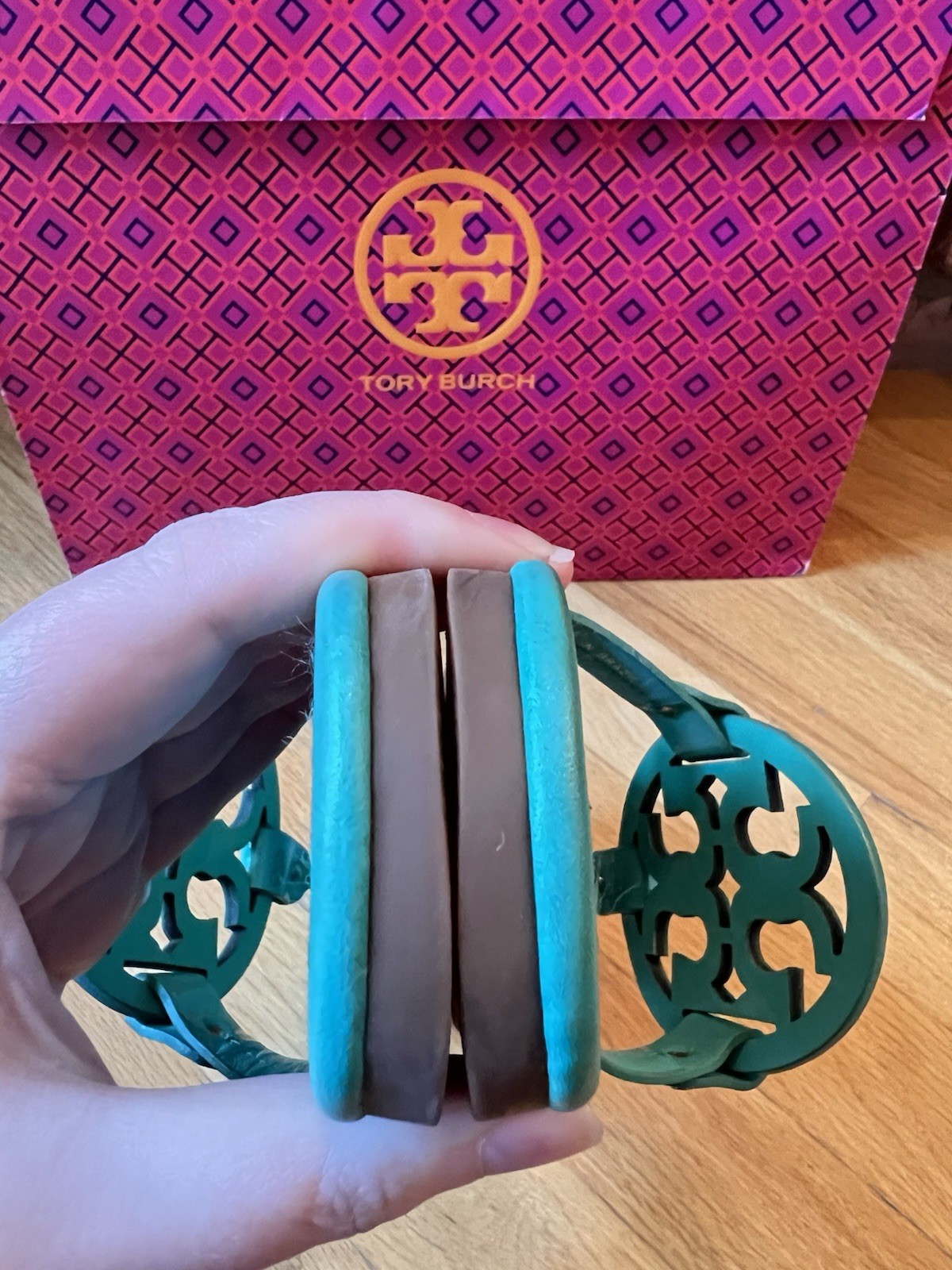 Tory Burch Island Turquoise Leather Miller Sandals