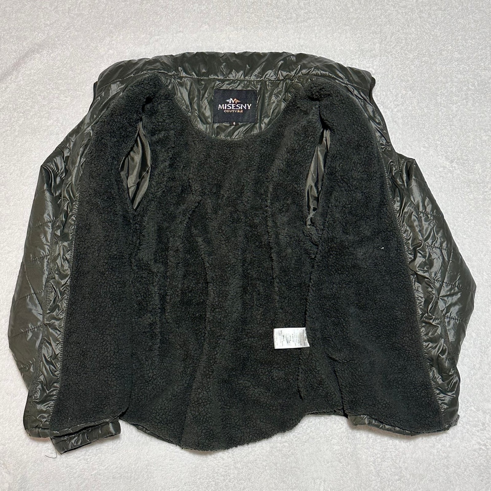 Misesny Couture Womens Sherpa Lined Quilted Puffer Jacket Green LN1501 Large