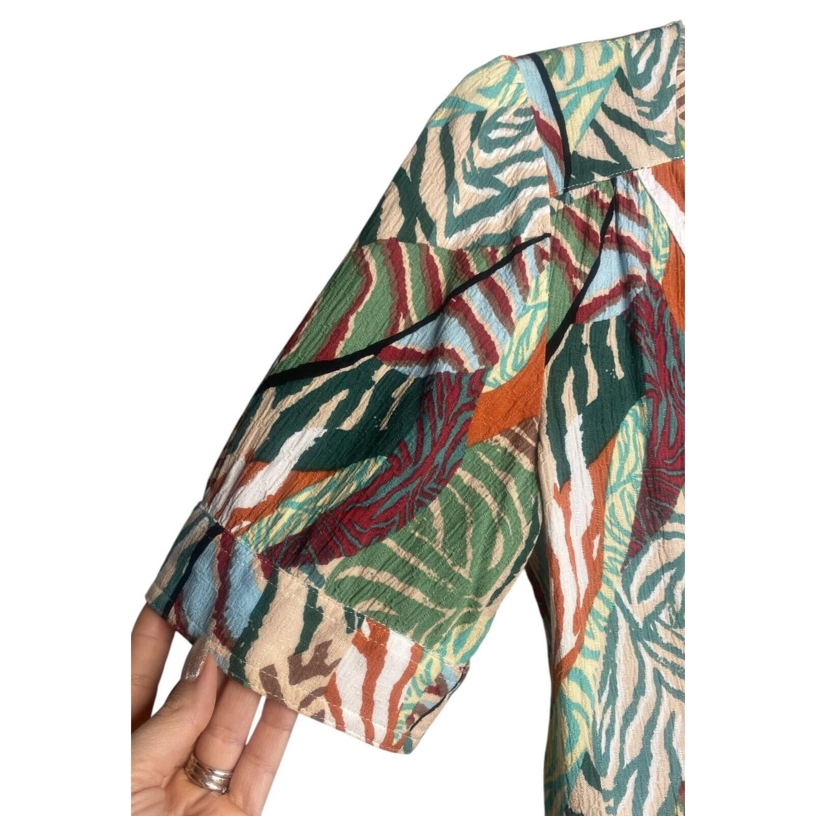 Maeve by Anthropologie Women’s blouse Blaise Button Down Boho tropical Size 4