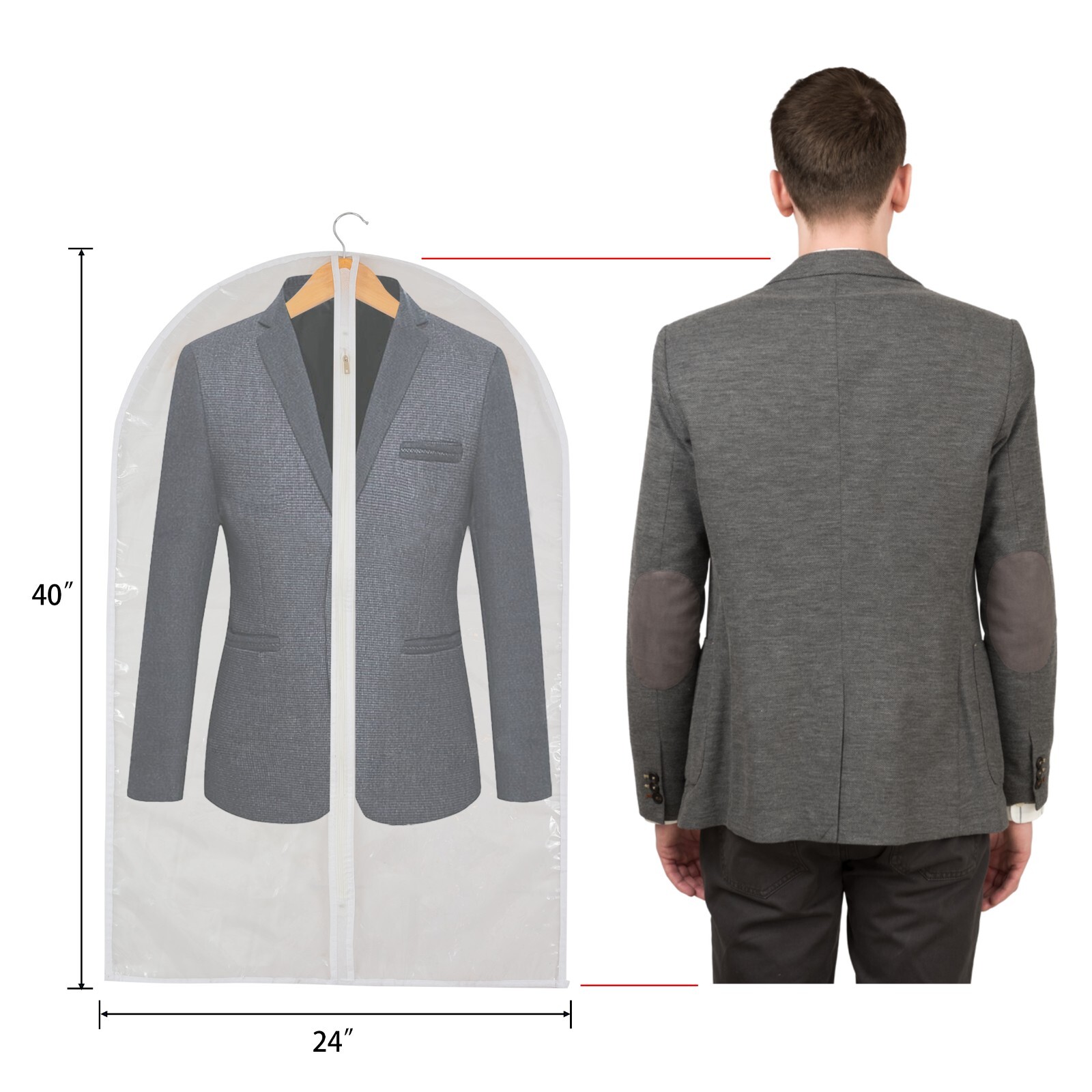 Clear Garment Bag Suit Bags Closet Storage Dust Cover with Zipper for Clothes