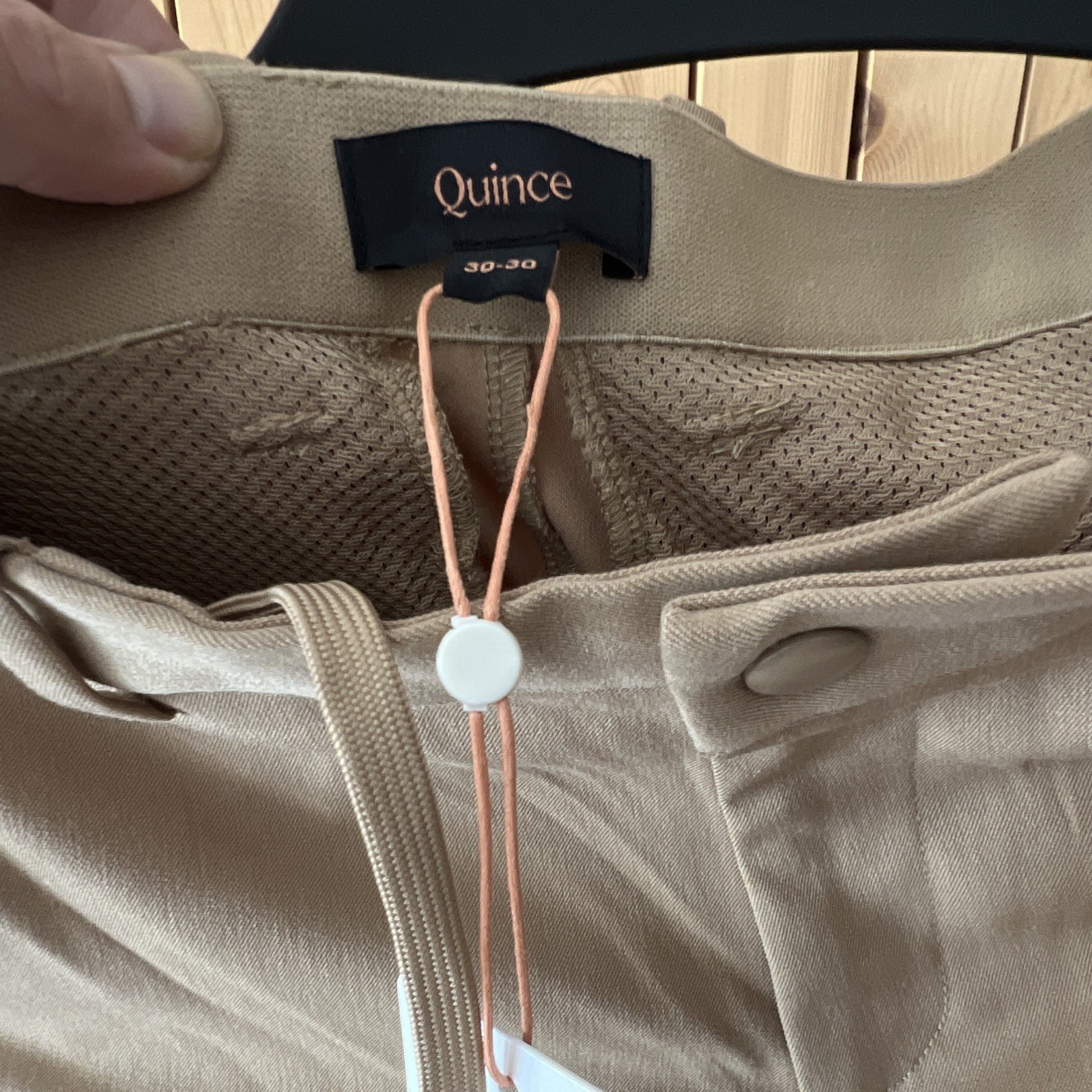 Quince Men’s Beige Slim Tapered Chino Pants 30 Regular Drawstring Flat Front