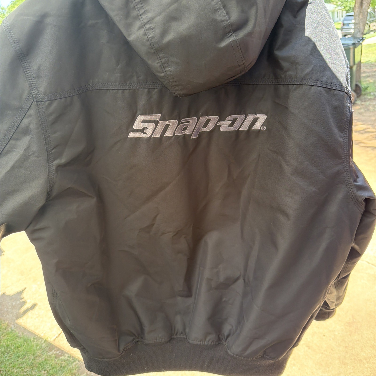 Snap-on Hooded Insulated Work Jacket Men’s 3X Black Quilted Lined Zip Up