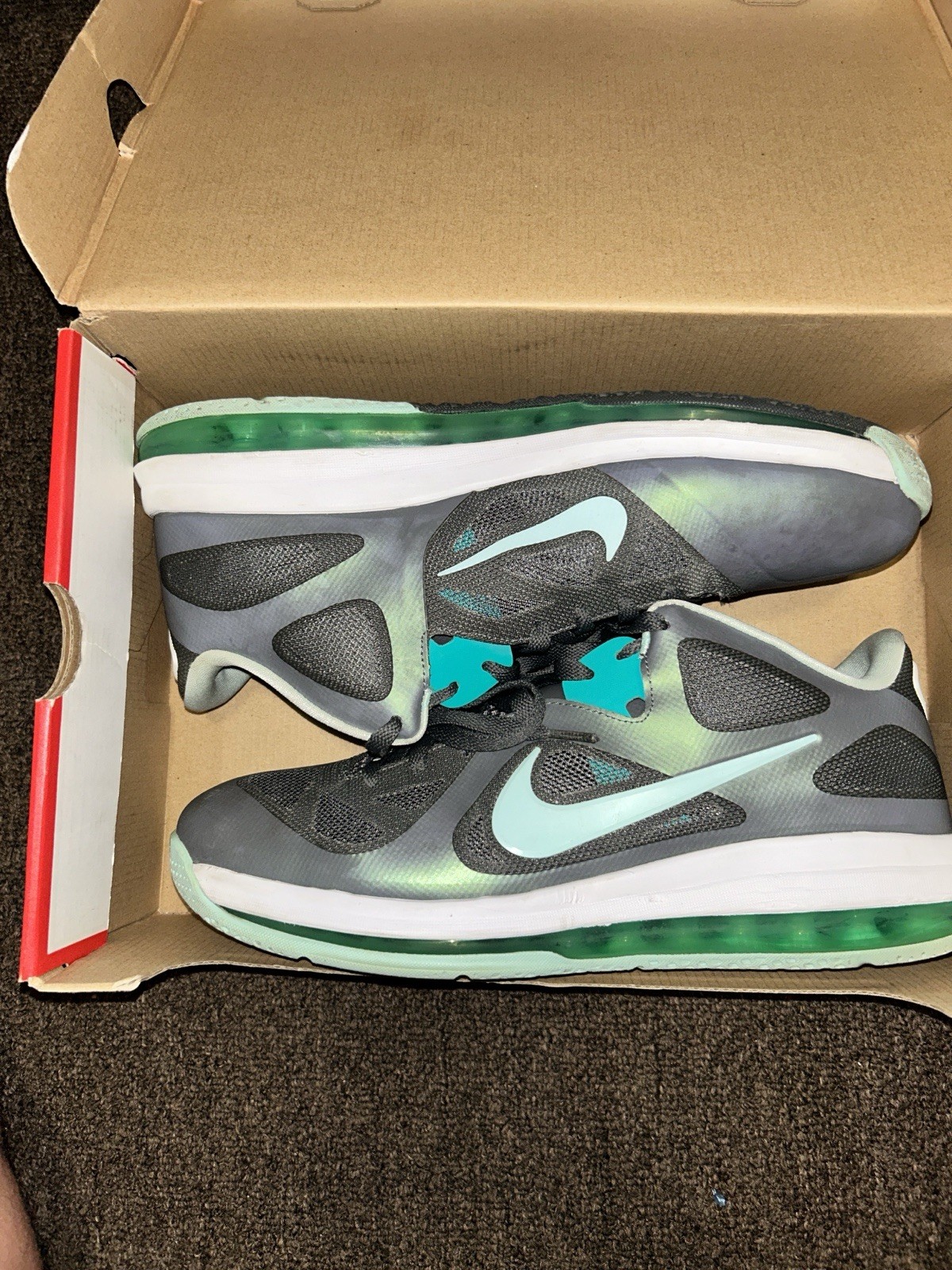 Nike LeBron 9 IX Low Easter Dark Grey/Mint/Candy/Cool Grey Men’s Size 12