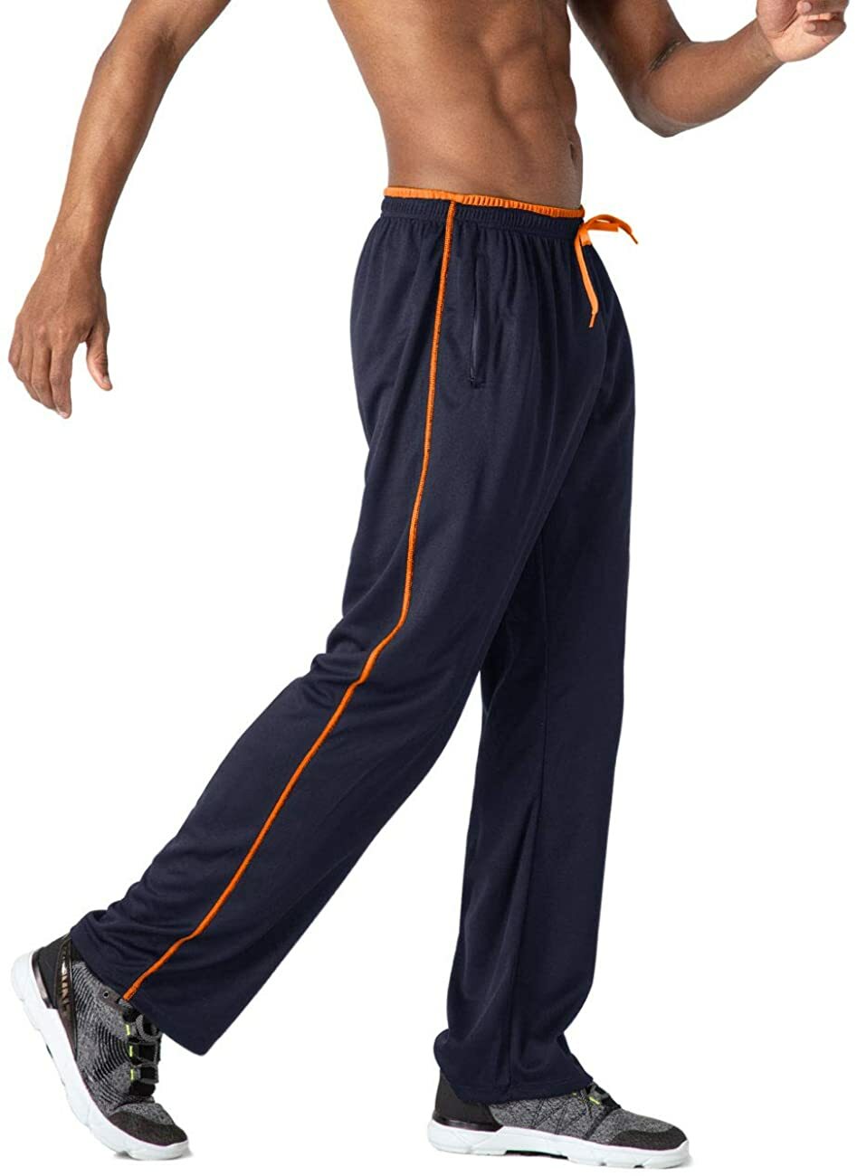 Men’s Casual Jogger Sweatpants Elastic Waist Open Bottom Gym Workout Mesh Pants