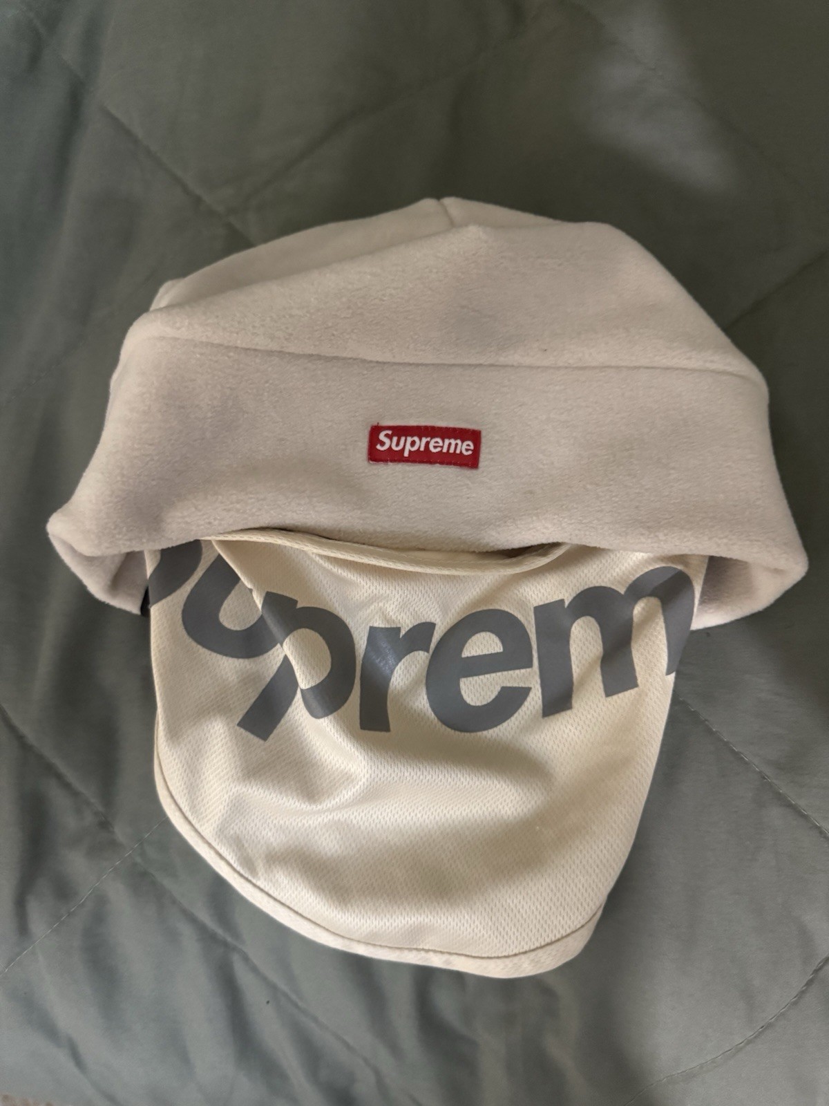Supreme Polartec Beanie Face Mask White Stone