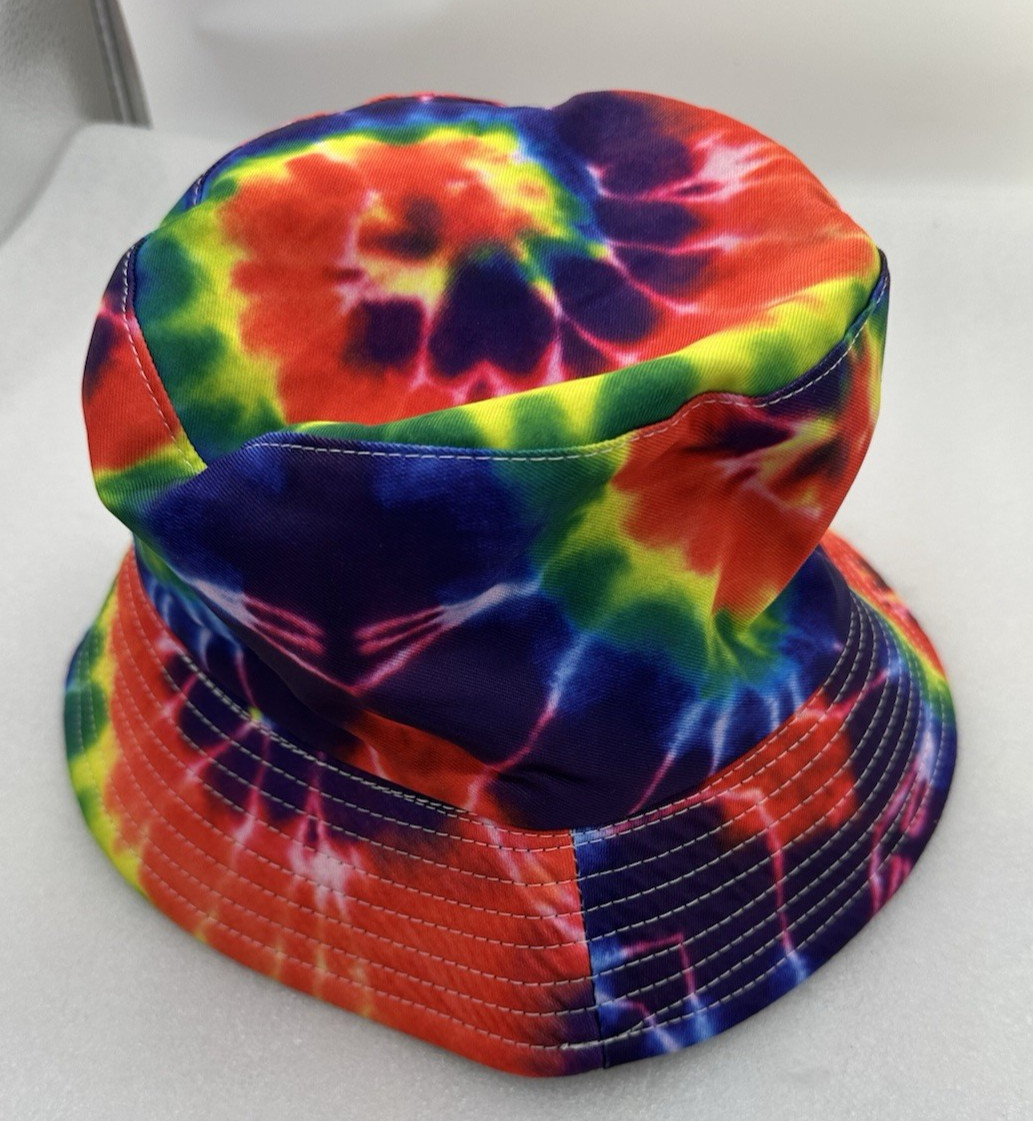 Unisex Men’s Women’s Tie Dye Bucket Hat Cool Multi Color & Peace Sign Necklace