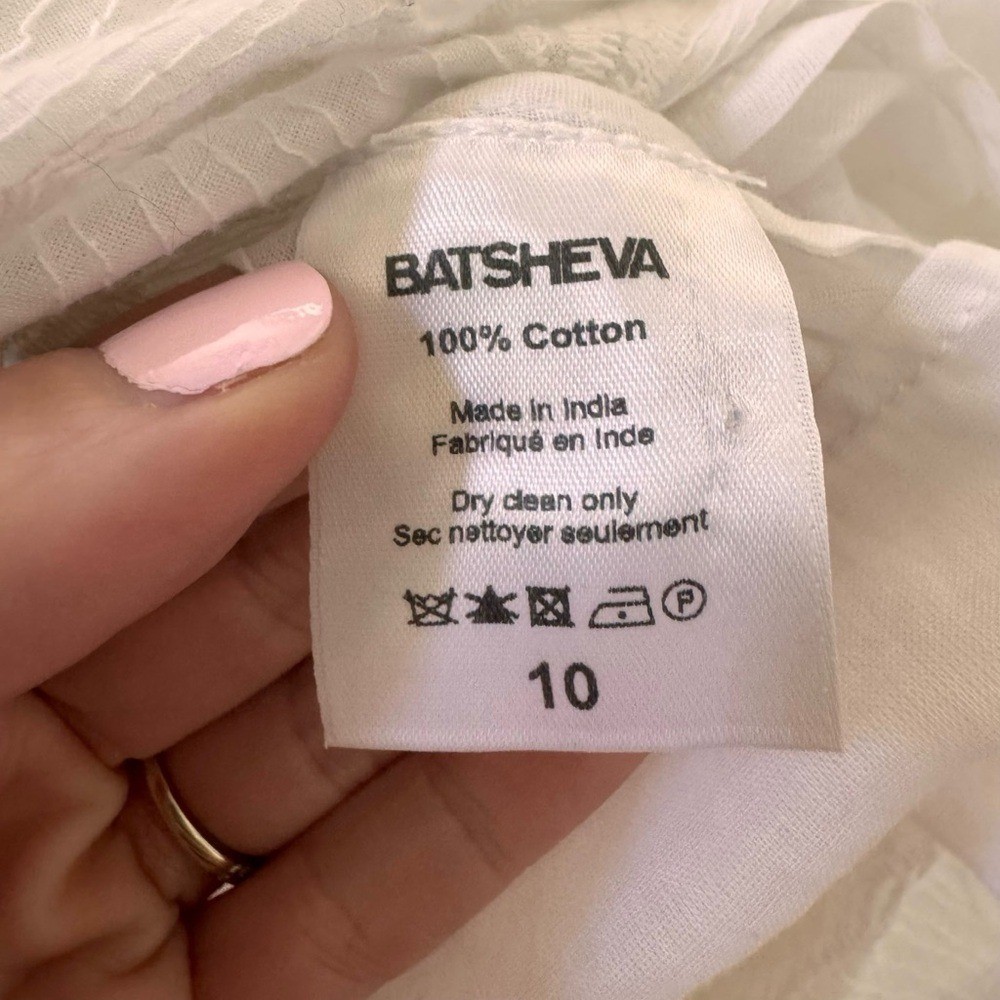 NWT Batsheva Jude One Shoulder Ruffle White Maxi Dress Size 10