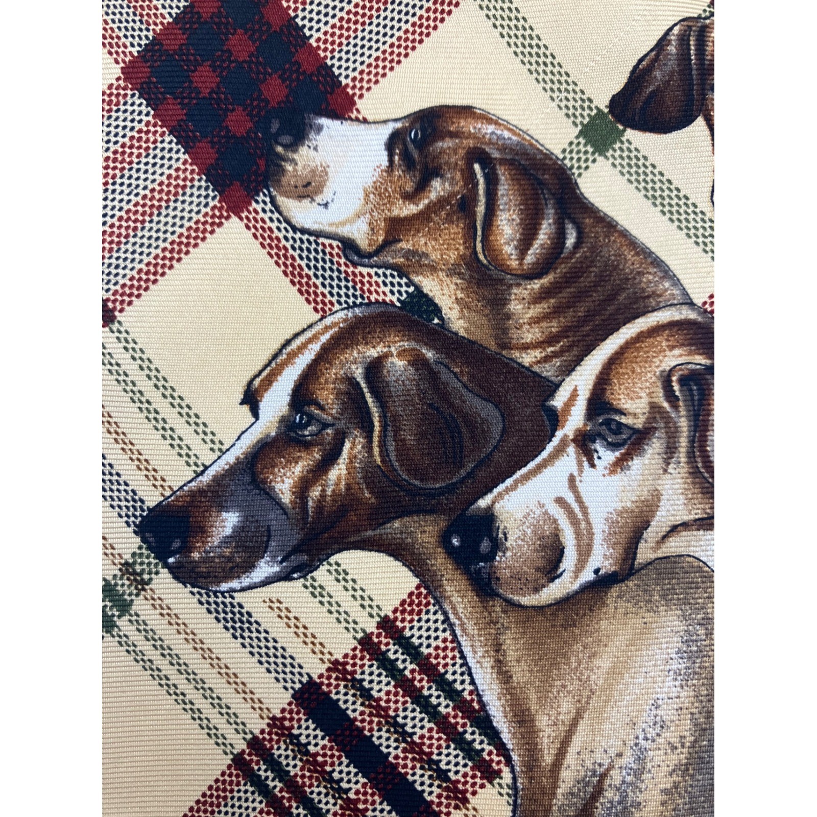 Sporting Colours Alexander Julian Hunting Dog Print Plaid Necktie Outdoor Money