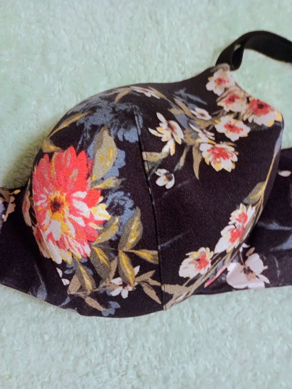 Cacique Bra 42C Lightly Lined Balconette Blue Floral Underwire
