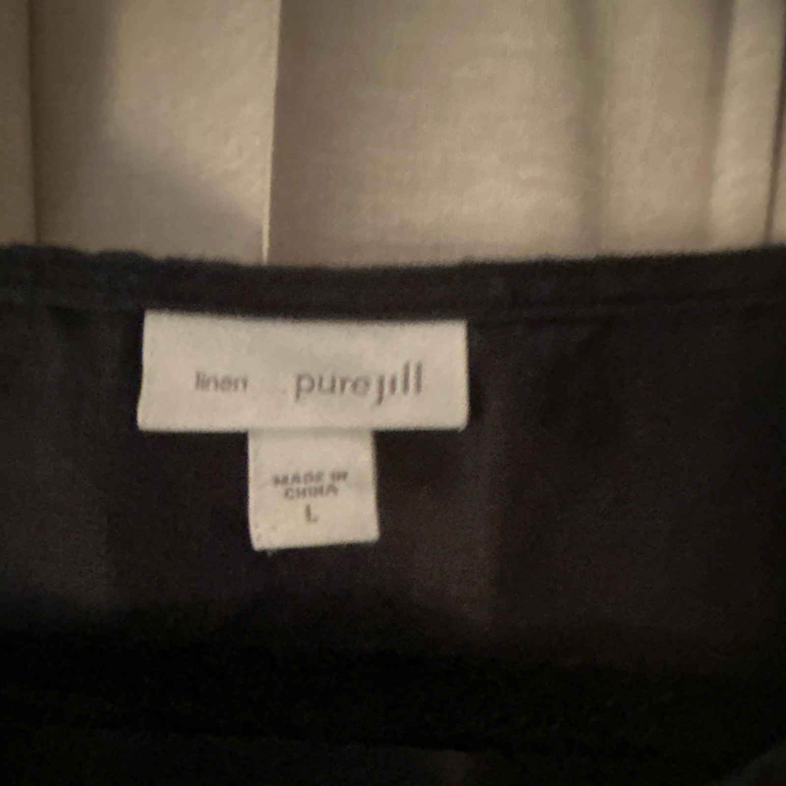 purejill Woven Linen Solid Black Round Neck Sleeveless Pullover Top L