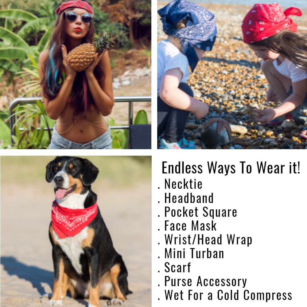 Paisley 100% Cotton Double Sided Bandana – 22 inches