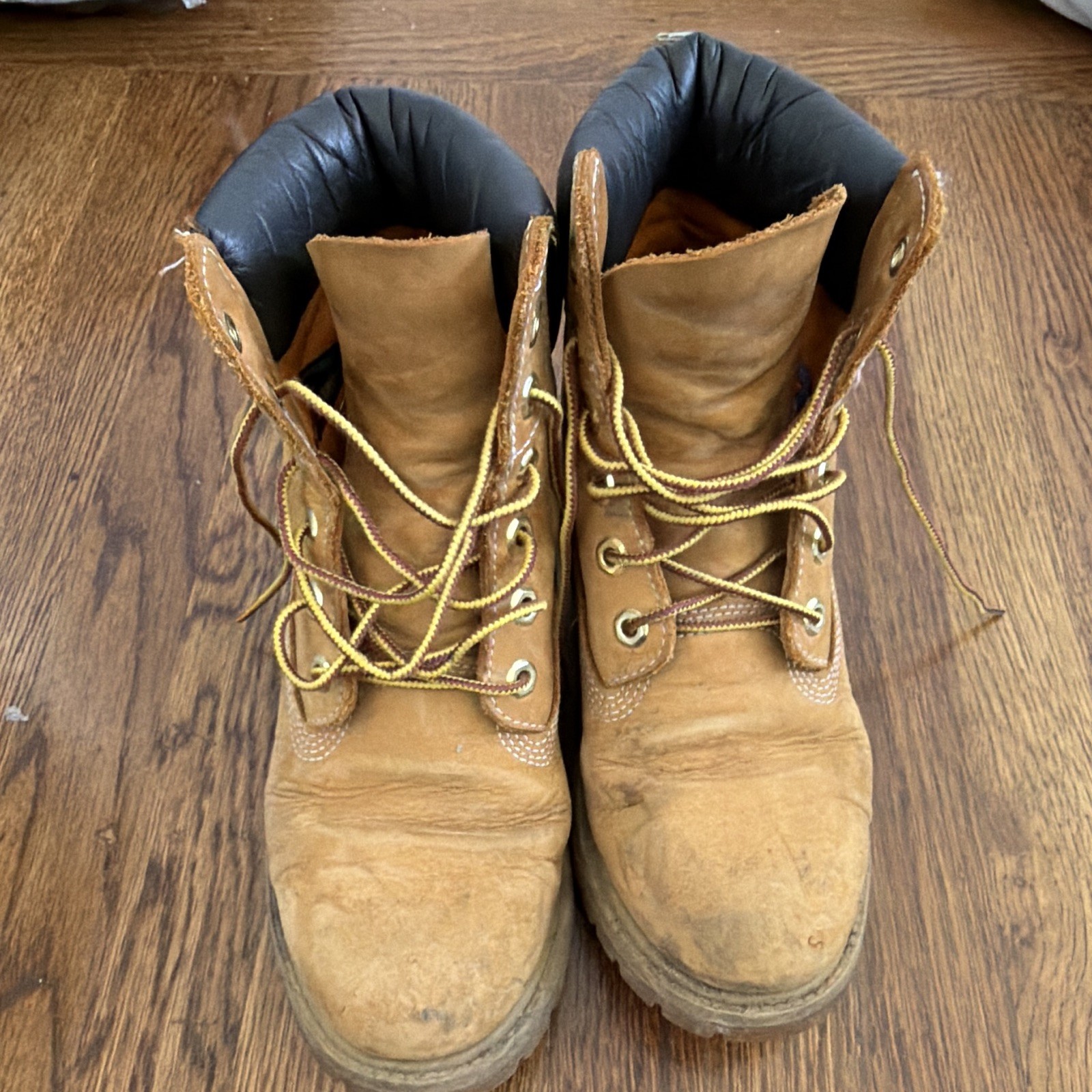 Timberland Men’s 6-Inch Leather Lace-Up Work Boots Padded Collar Brown US 8