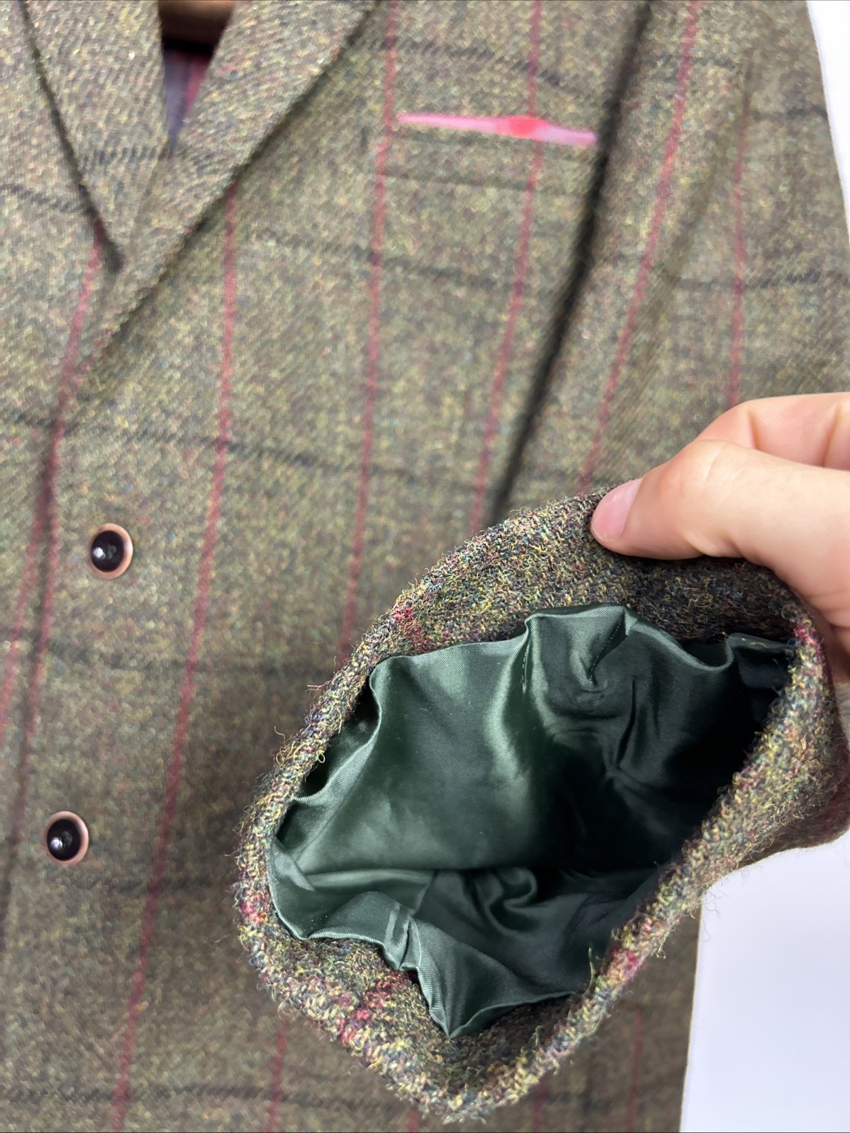 HARRIS TWEED (46R) Mens Sport Coat Jacket ‘Western Isles’ Windowpane Herringbone