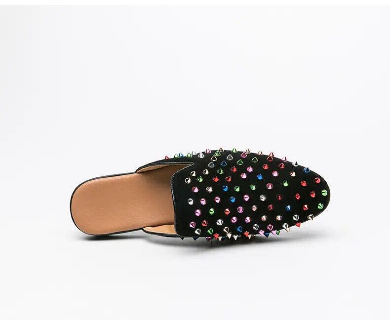 Men‘s Rivets Spike Mules Slippers Slip On Casual Round Toe Shoes Studded Hot