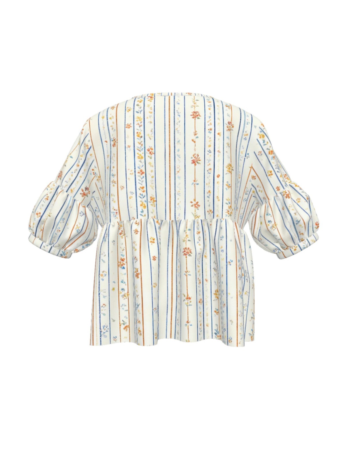 Short Puff Sleeve Crew Neck Button Shirt Cozy Light Fabric Casual Summer Top