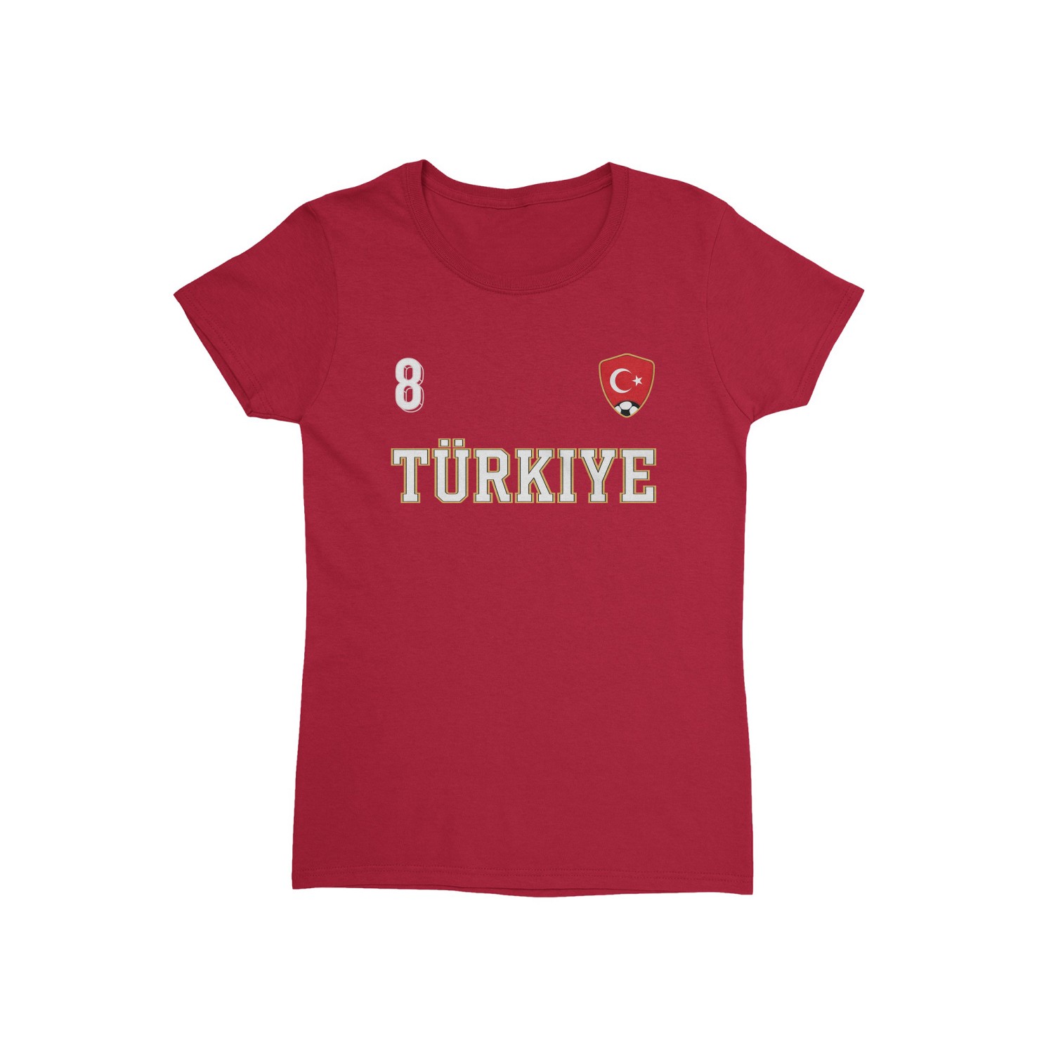 Turkiye Arda Guler 8 Soccer Inspired Jersey Style Ladies’ Crewneck T-Shirt