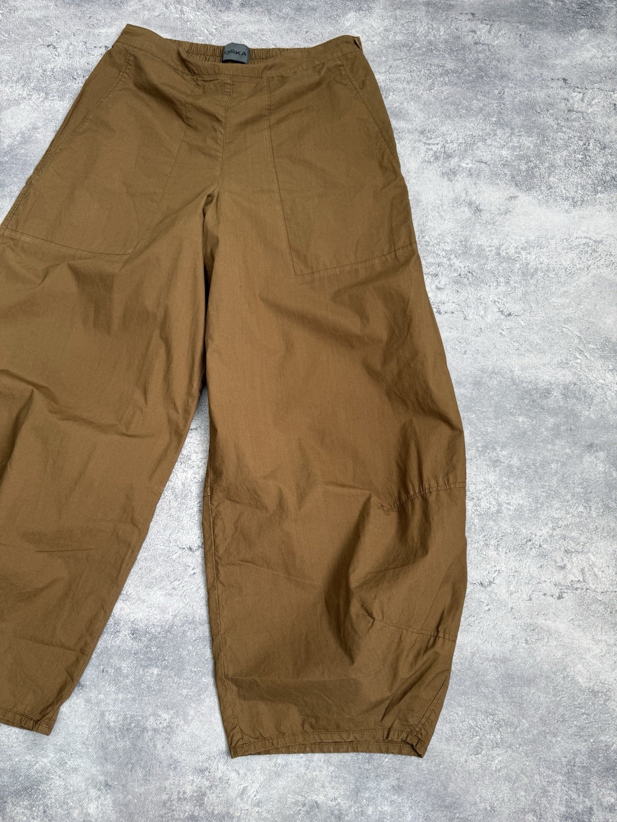 OSKA Trousers Baggy Pants Brown Size 2 Wide Barrel Balloon Women Parachute Japan