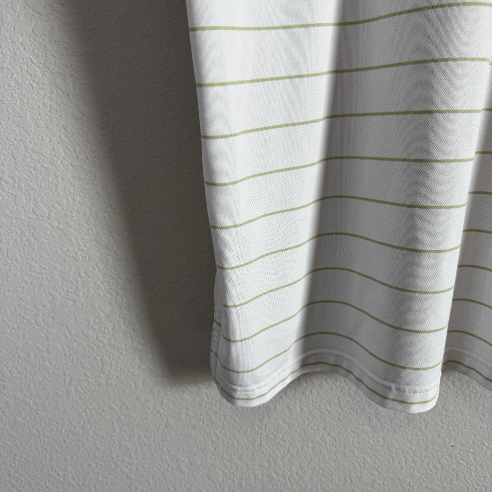 Peter Millar Men’s White Green Striped Summer Comfort Short Sleeve Golf Polo L