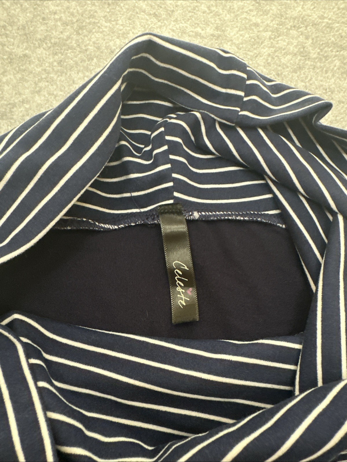 Celeste Shirt Dark Blue With Stripes Long Sleeves Size 2xl Pre-owned