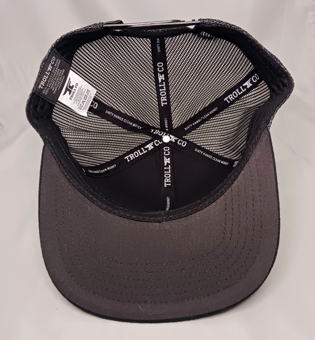 Troll Co SUPPORT BLUE COLLAR Snapback Trucker Mesh Hat Cap Flat Bill Black CLEAN