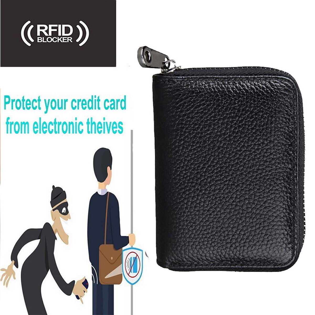 14/22 card RFID Blocking Mini Leather Wallet Business Case Purse Credit Holder