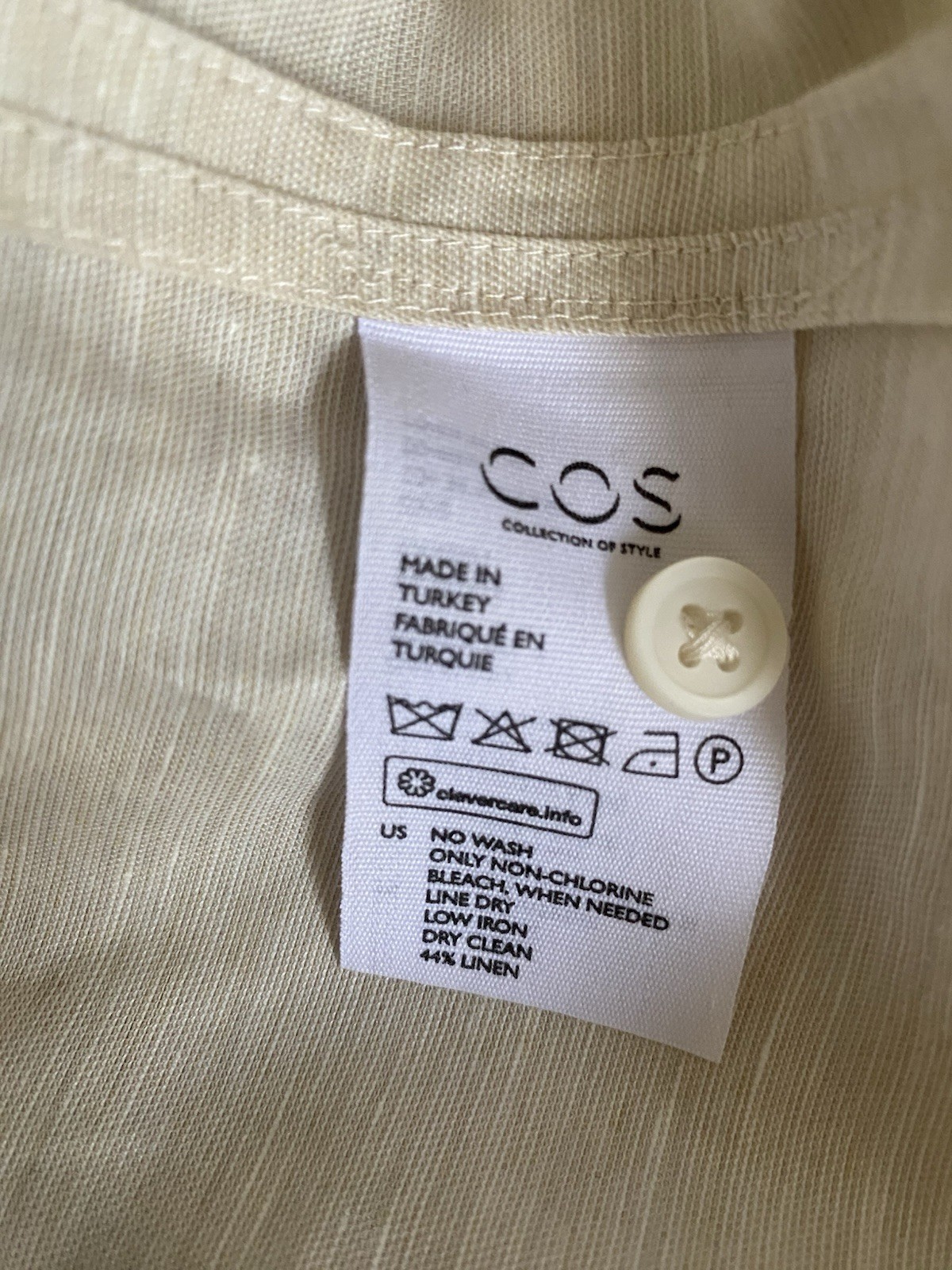 COS Boxy Linen Collared Shirt Folded Sleeves Beige Size 4 US