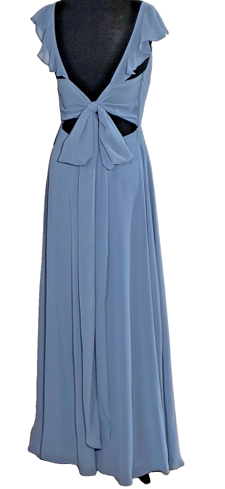 NWT-B Levkoff 7152 Chiffon Cap Sleeves Dress Back Panels Slit -Sz 12 MSRP $179