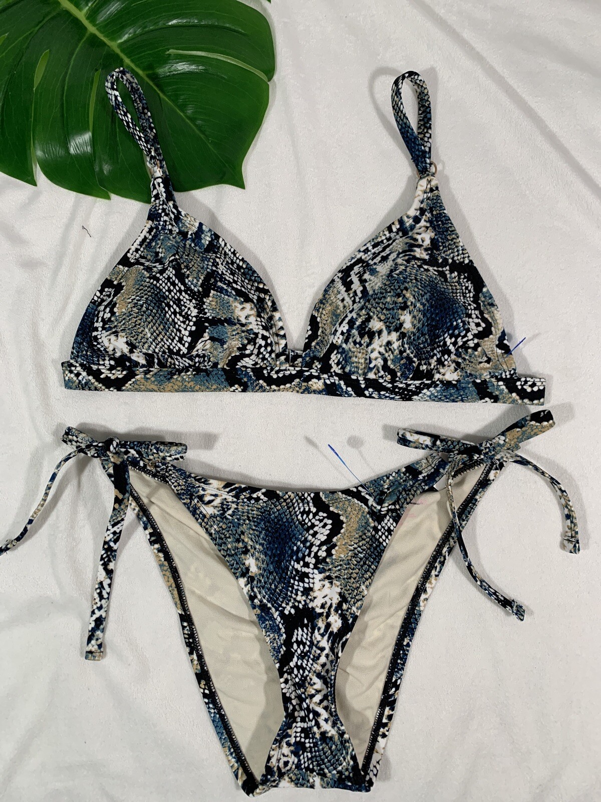 NEW $38 Shade & Shore Snake Triangle Bikini Top [ L ]+ Cheeky Bottom [ S ] #P325