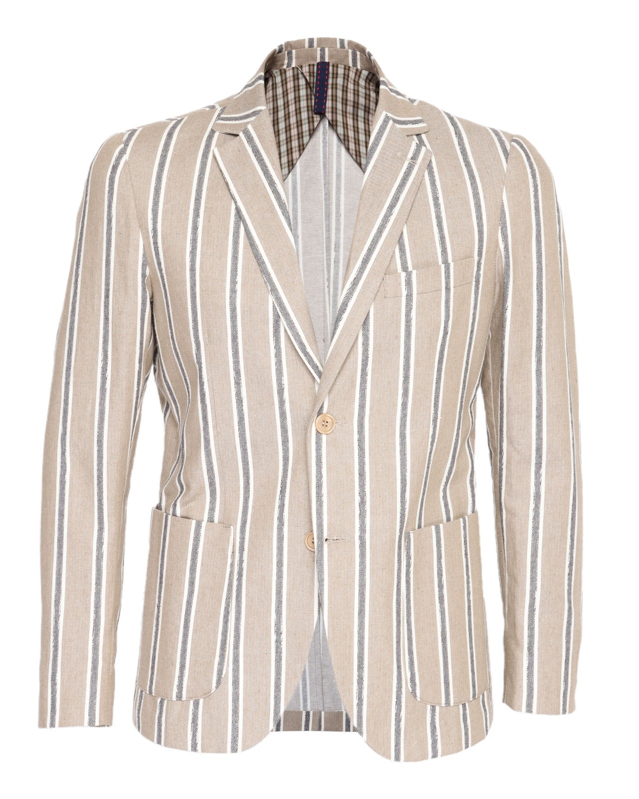 NWT EZZELINO SPORT COAT blazer jacket beige cotton linen striped luxury Italy 48