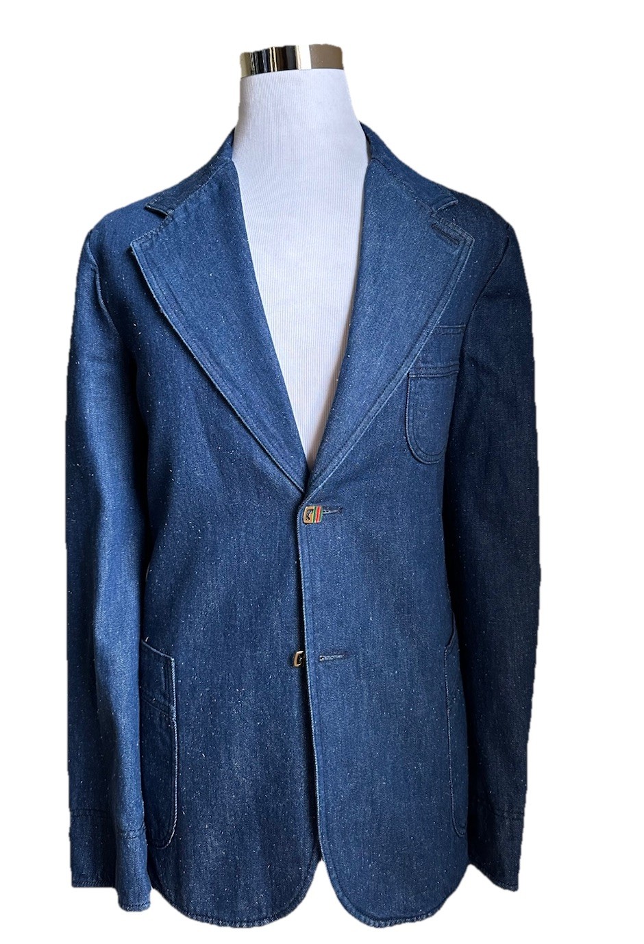 NWT $3600 Gucci Mens Washed Organic Denim Blazer Jacket DK Blue 46 US/56 Eu