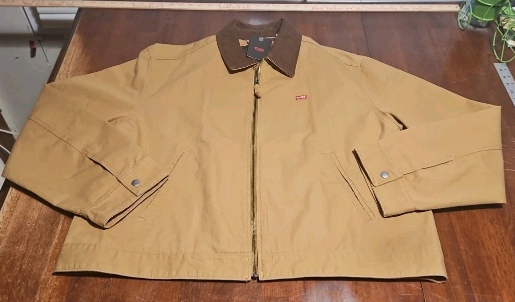 Levi’s Men’s Workwear Jacket Tan Ripstop Corduroy Collar Full Zip Size M