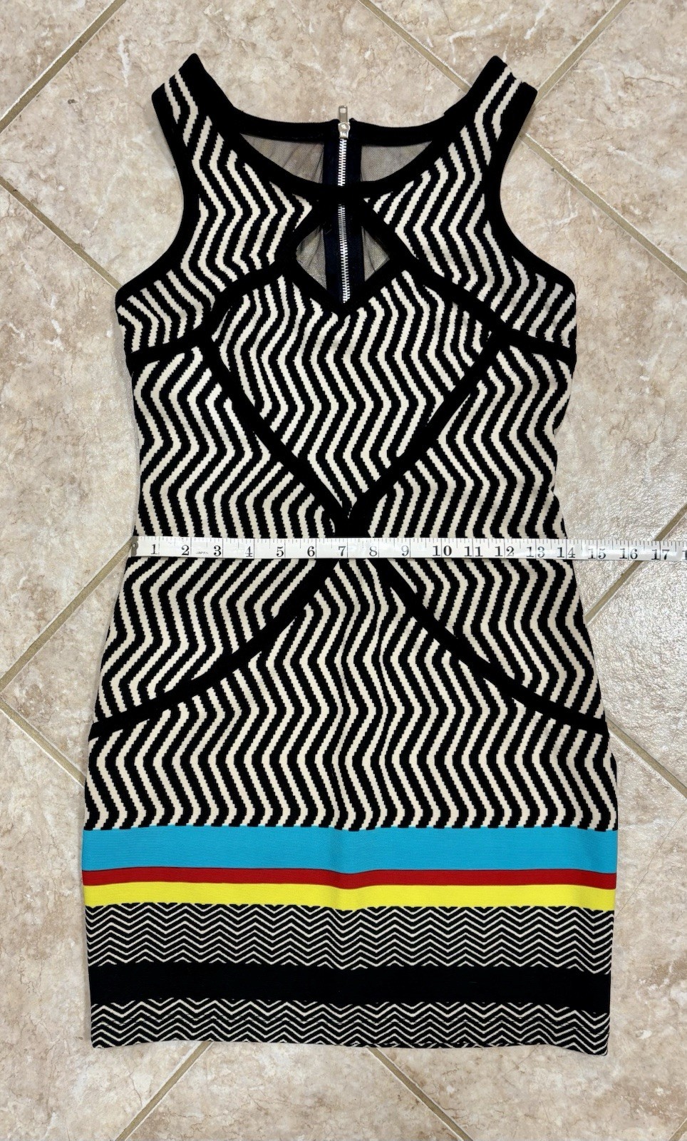 VTG Y2k Lipstick Black/Cream Herringbone Retro Grunge Dress