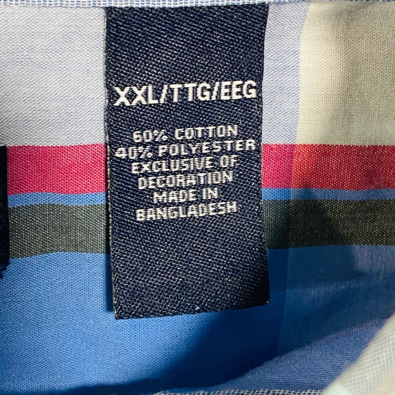 Chaps Button Down Shirt Mens XXL Blue Pink Plaid Short Sleeve Easy Care