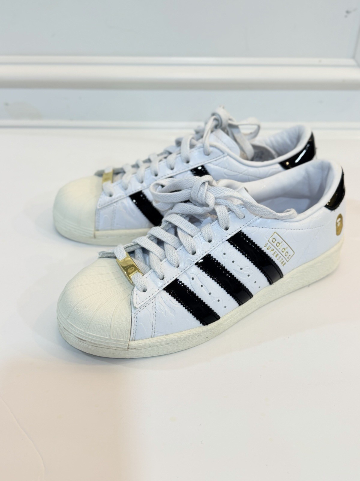 adidas Superstar x A Bathing Ape BAPE White/Black Low Top Lace-Up Sneakers