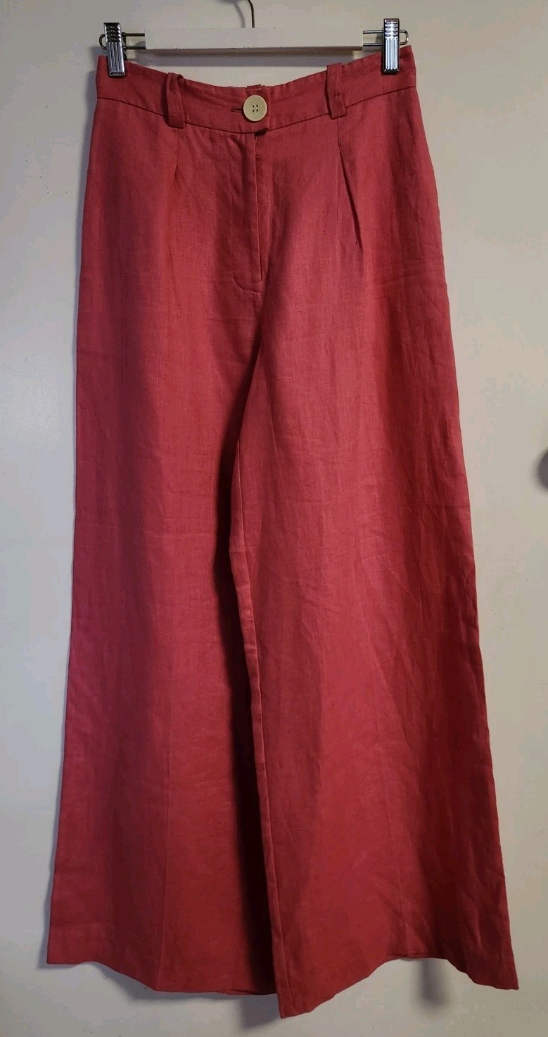 Veronika Maine womens wide leg linen pants size 6