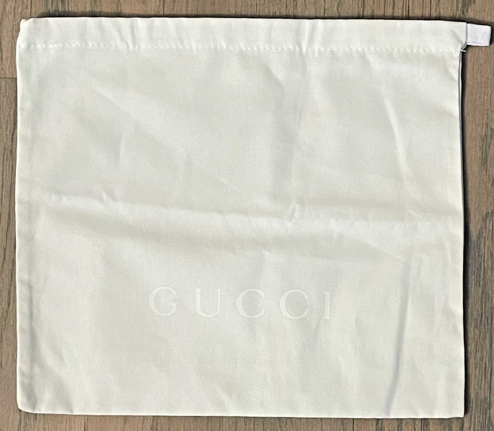 GUCCI – 13.5” x 12” Inch – Natural White Cotton Logo Dust Bag – Authentic – NEW