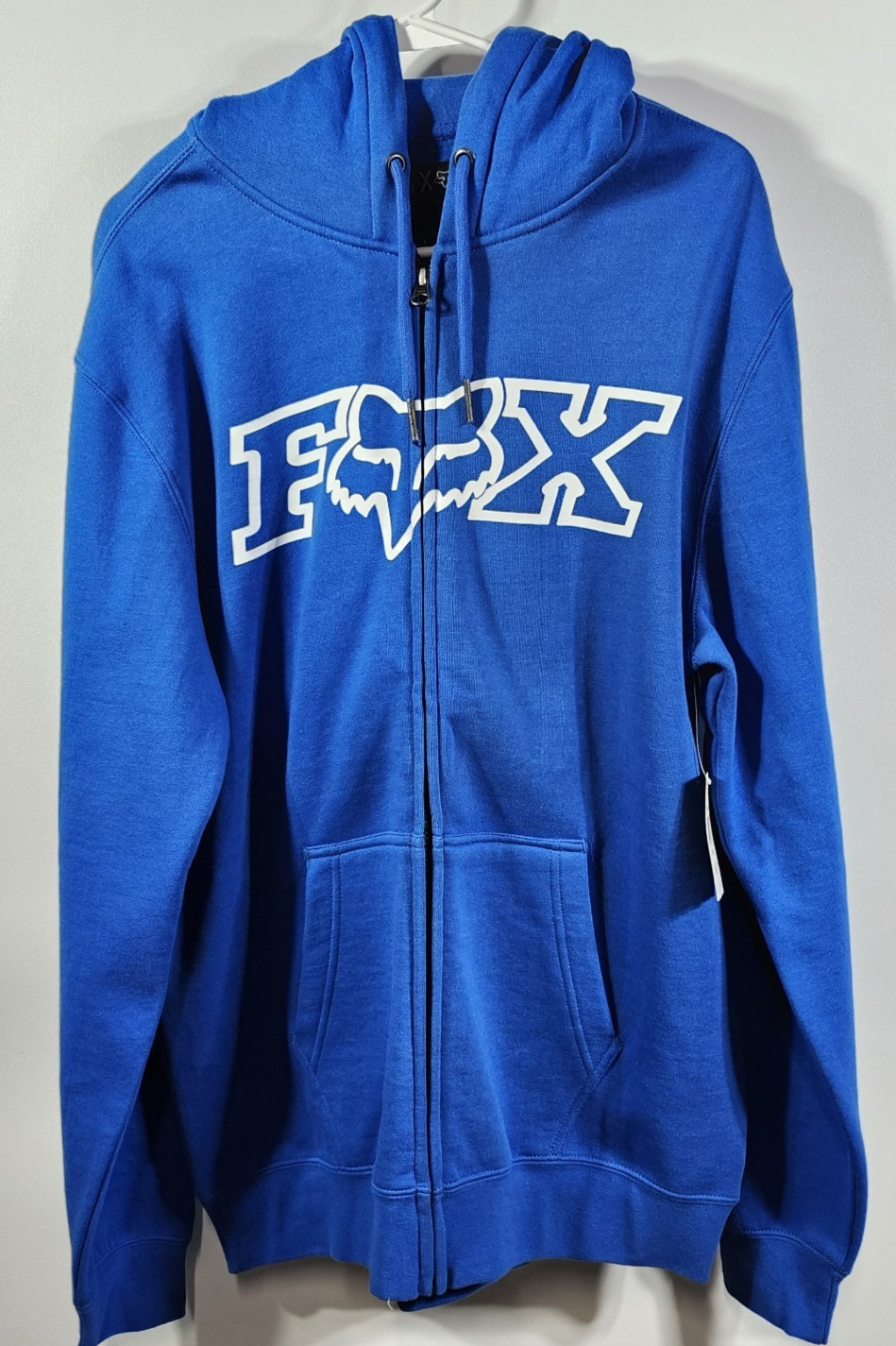 Fox Racing Men’s L Hoodie Blue Full Zip Hooded Sweatshirt Long Sleeve NEW