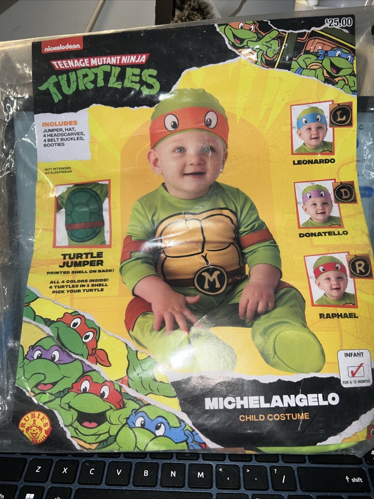 Teenage Mutant Ninja Turtles Infant Costume Michelangelo 6-12 months Nickelodeon