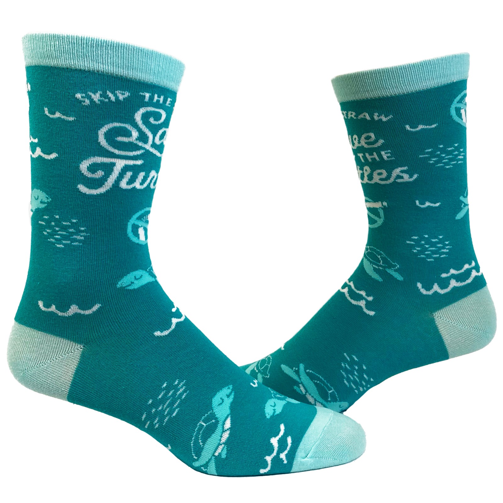 Women’s Skip The Straw Save The Turtles Socks Environmental Awareness Footwear