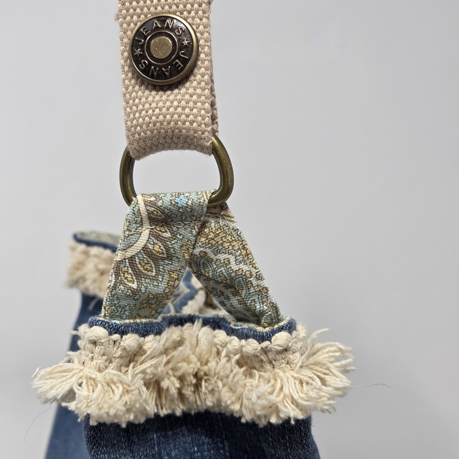 Handcrafted Upcycled Denim Bird Wildlife Tote HandBag Purse Adjustable Crossbody
