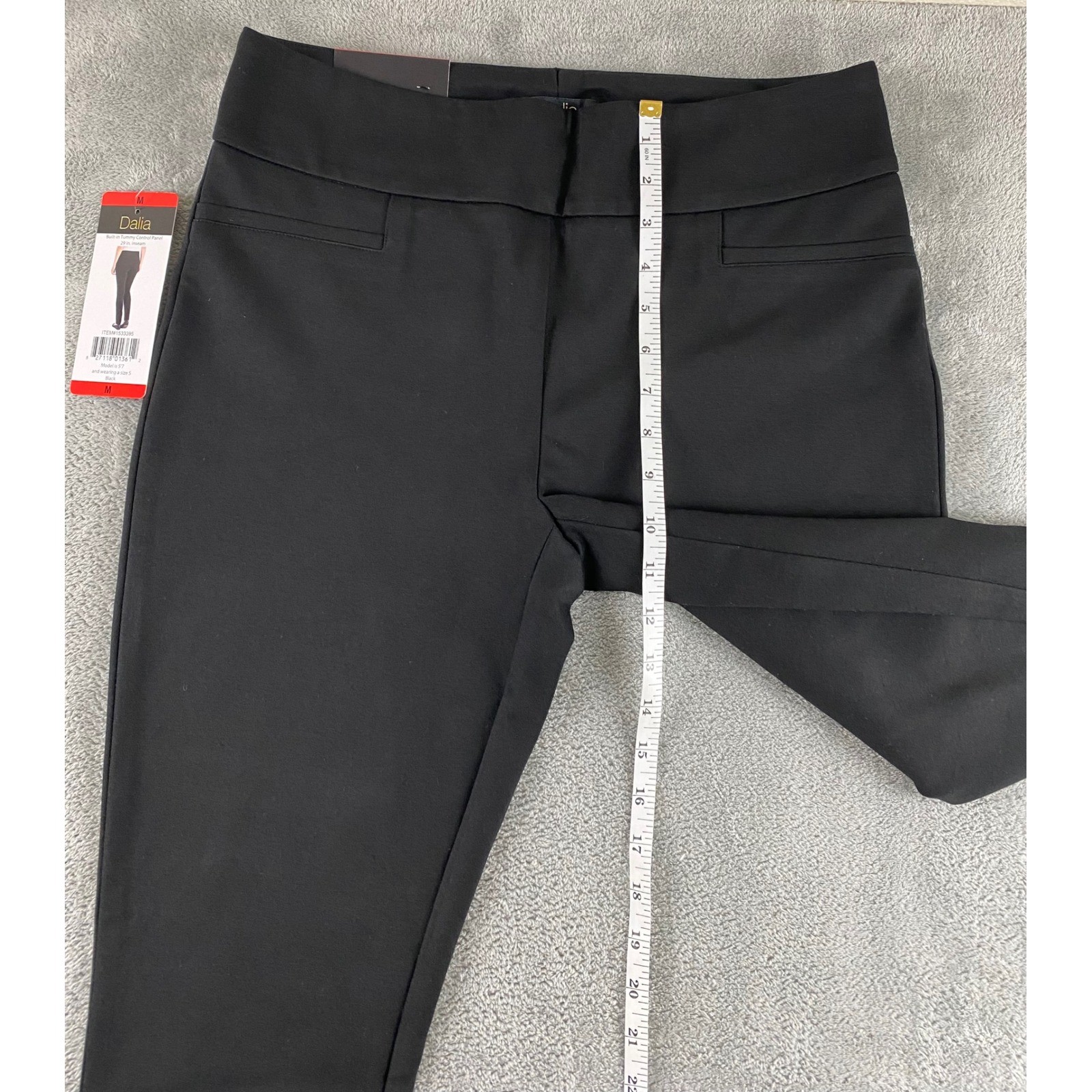 Dalia Womens Black Tummy Control Pull On Dress Pants Size M 1533395 Slim Leg