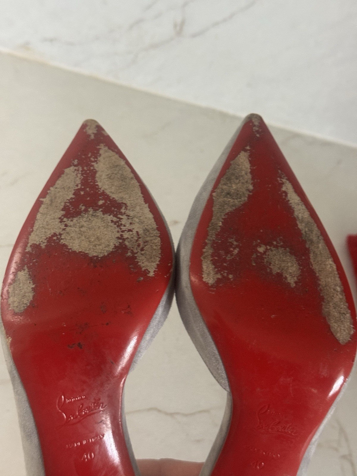 Christian Louboutin Women’s Grey Suede Heels Size 40 US 10
